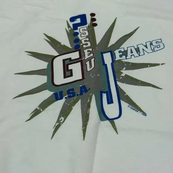 Vintage 1996 Guess Jeans USA Graphic T-Shirt Single Stitch Made in USA NWT XXL - Picture 3 of 7